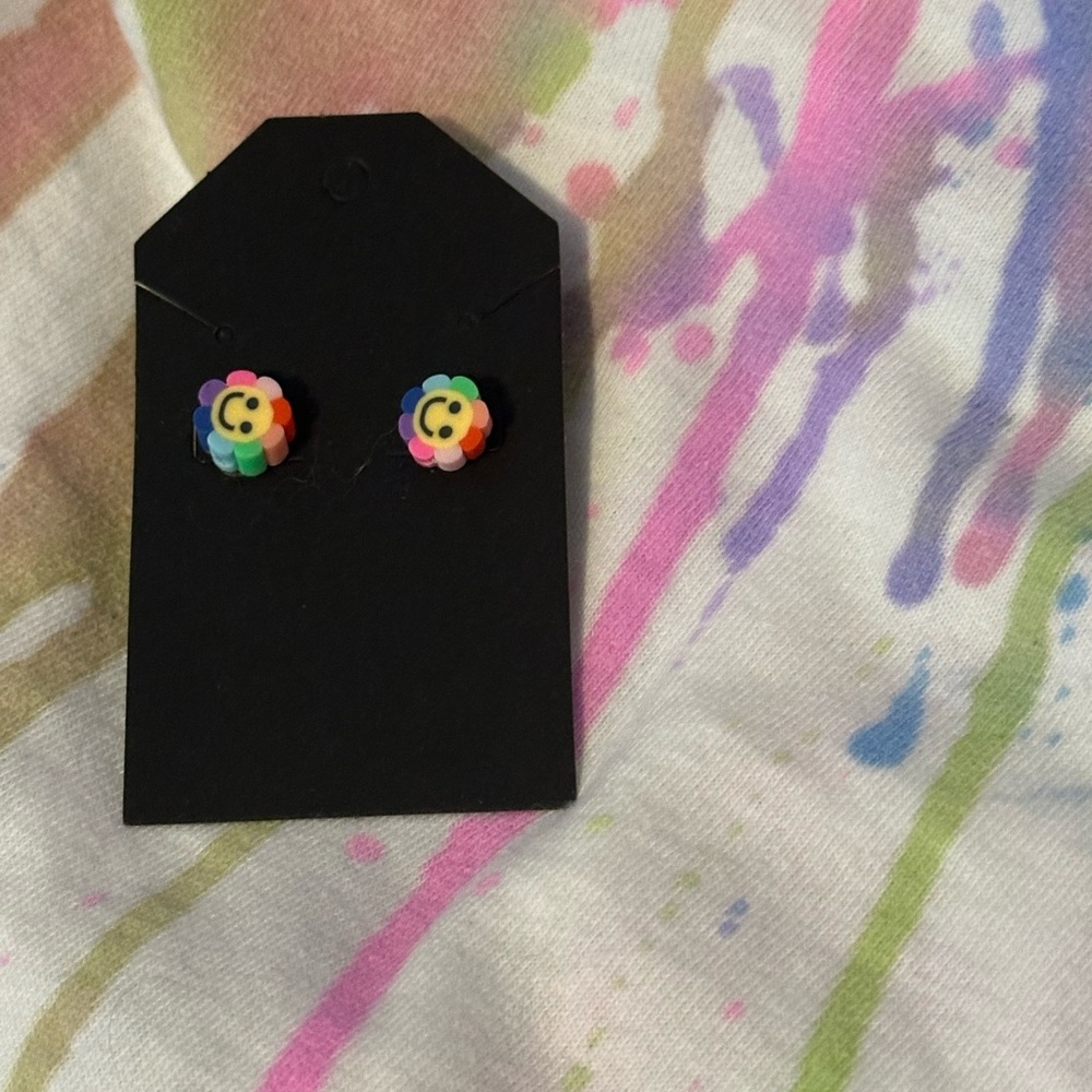Rainbow flower earrings